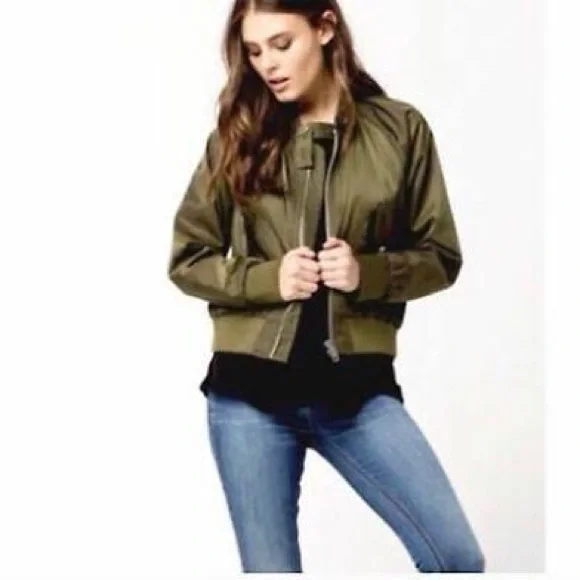 FREE PEOPLE Midnight Bomber Jacket - Moss Fall Winter Casual Trendy Chic - Picture 2 of 15
